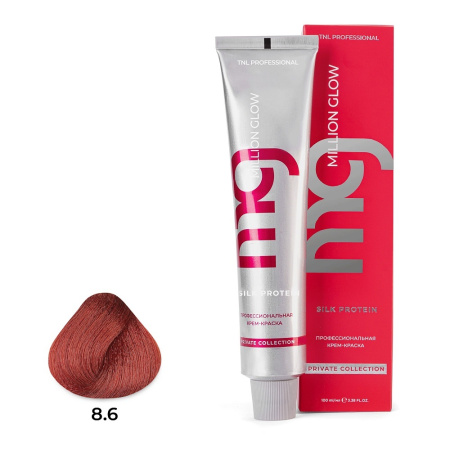 Крем-краска TNL Million Glow Private 8.6 светлый блонд красный, 100 мл