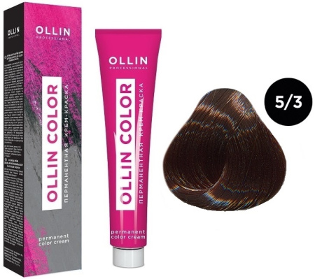 Перманентная крем-краска для волос Ollin Color 5/3 светлый шатен золотистый, 100 мл
