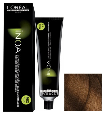 Краска для волос Loreal INOA, 7.34 блондин зол.-медный, 60 мл