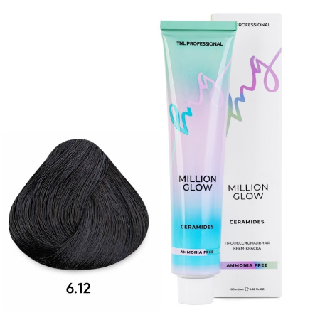 Крем-краска TNL Million Glow AFC Ceramides 6.12 темный блонд пепел. перламутровый, 100 мл