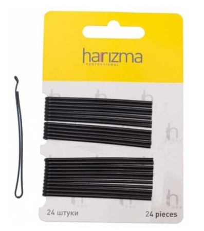 Невидимки 70 мм прямые с укороченной верхней частью черные, 24 шт