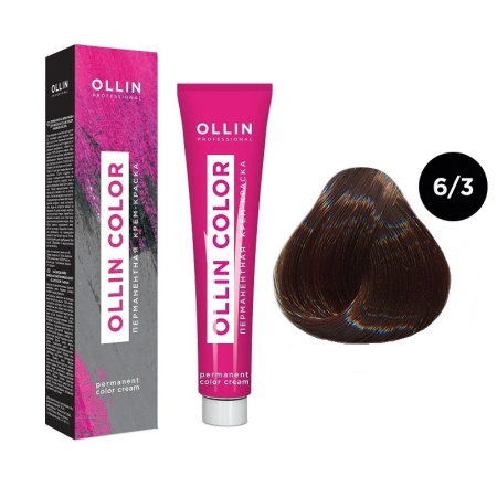 Перманентная крем-краска для волос Ollin Color 6/3 темно-русый золотистый, 100 мл