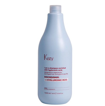Kezy Шампунь для восст. слабых и повр. волос I Am Macadamia+hyaluronic, 1000 мл