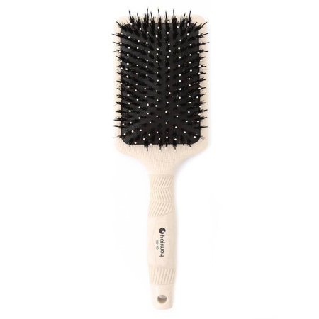Щетка Hairway ECO массажная с натуральной щетиной бежевая, 11 рядов