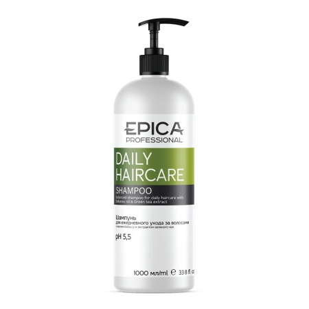 Шампунь Epica Daily Haircare для ежедневного ухода с маслом бабассу и зеленого чая, 1000 мл
