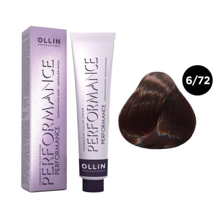Перманентная крем-краска Ollin Performance 6/72 темно-русый коричнево-фиолетовый, 60 мл