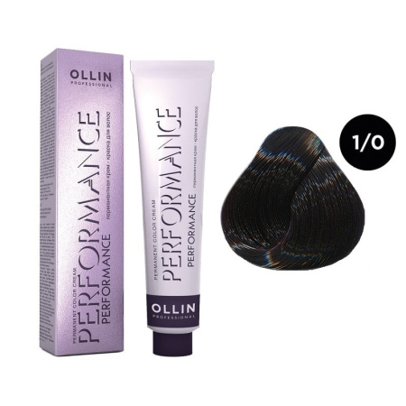 Перманентная крем-краска Ollin Performance 1/0 иссиня-черный, 60 мл