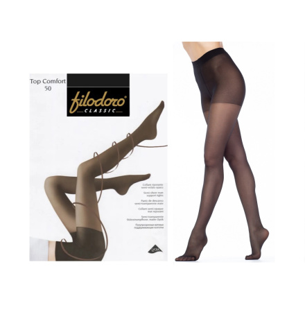 Колготки Filodoro Top Comfort 50 den, Nero, 1/2
