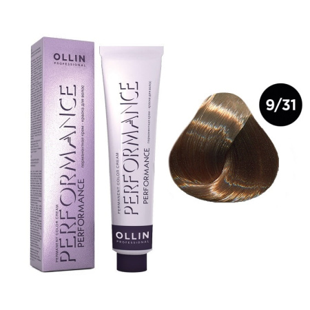 Перманентная крем-краска Ollin Performance 9/31 блондин золотистый-пепельный, 60 мл