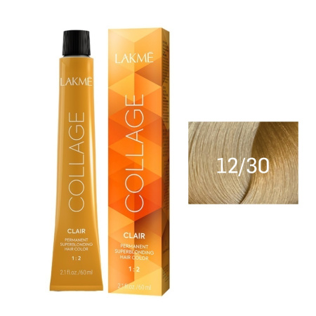 Крем-краска Lakme Collage Clair 12/30 суперосветляющий золотистый блондин, 60 мл