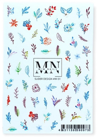 Слайдер-дизайн для ногтей Miw Nails W-51
