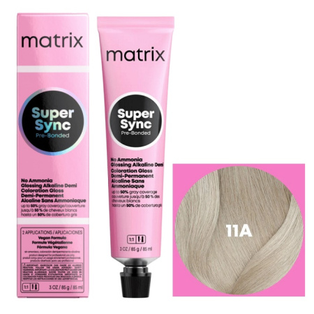 Краска для волос Matrix Super Sync Pre-Bonded 11A ультра светлый блондин пепельный, 90 мл