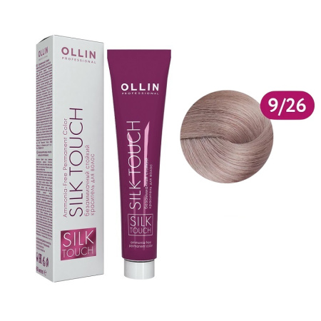 Безаммиачный стойкий краситель Ollin Silk Touch 9/26 розовый блондин, 60 мл