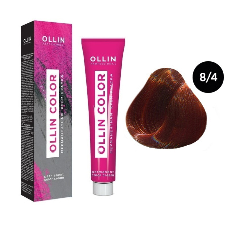 Перманентная крем-краска для волос Ollin Color 8/4 светло- русый медный, 100 мл