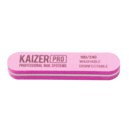 KAIZER PRO Пилка д/маникюра мягкая, бафик шлифовочный, розовый, 180/240, NF-59