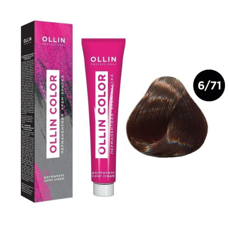 Перманентная крем-краска для волос Ollin Color 6/71 темно-русый корич.-пепельный, 100 мл