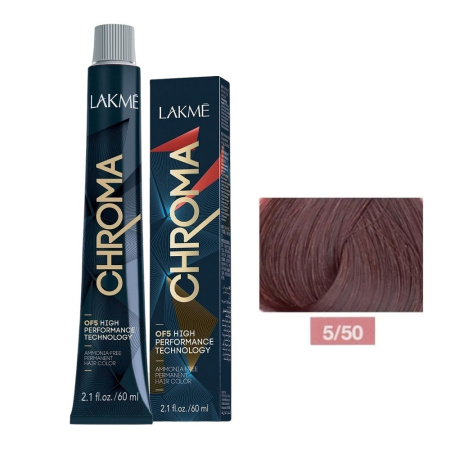 Крем-краска Lakme Chroma 5/50 светлый шатен махагоновый, 60 мл