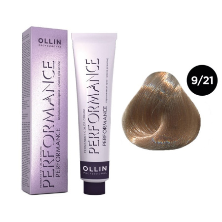 Перманентная крем-краска Ollin Performance 9/21 блондин фиолетово-пеп., 60 мл 