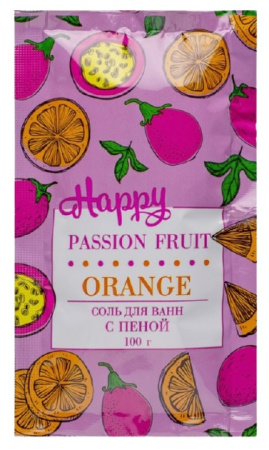 Соль для ванн с пеной Happy "Апельсин и маракуйя", 100 г 