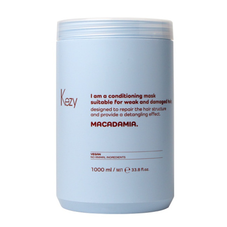 Маска кондиционирующая с маслом макадамии для слабых и поврежденных волос Kezy, 1000 мл