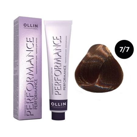 Перманентная крем-краска Ollin Performance 7/7 русый коричневый, 60 мл 