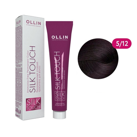Безаммиачный стойкий краситель для волос Ollin Silk Touch 5/12 св. шатен пеп.-фиол., 60 мл