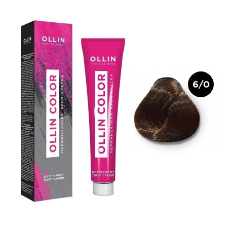 Перманентная крем-краска для волос Ollin Color 6/0 темно-русый, 100 мл
