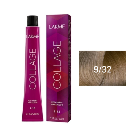 Крем-краска Lakme Collage 9/32 очень светлый блондин золотисто-фиолетовый, 60 мл