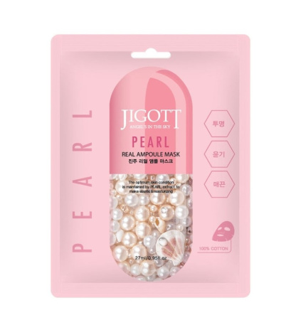 Тканевая маска для лица Jigott Жемчуг Pearl Real Ampoule Mask, 27 мл