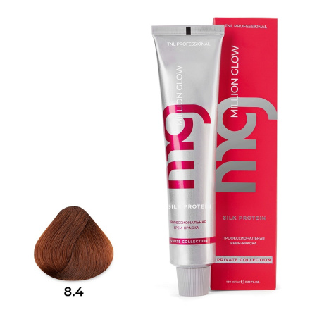 Крем-краска TNL Million Glow Private 8.4 светлый блонд медный, 100 мл
