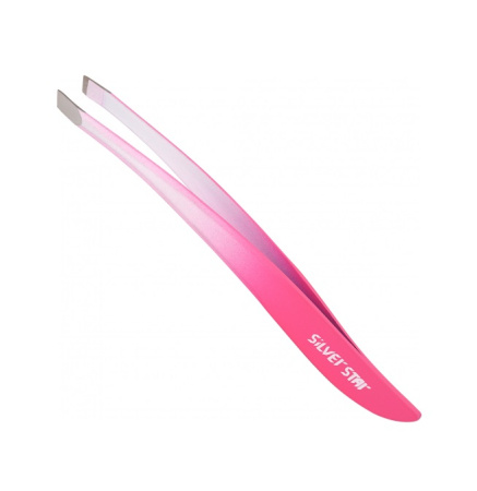 Пинцет косой, покрытие Soft Touch Silver Star АТ-9962 Pink White