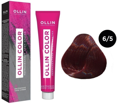 Перманентная крем-краска для волос Ollin Color 6/5 темно-русый махагоновый, 100 мл