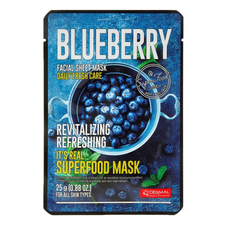 DERMAL It's Real SuperfoodMask Blueberry Маска для лица с голубикой 25 г