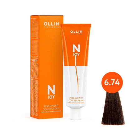 Крем-краска Ollin N-JOY 6/74 темно-русый коричнево-медный, 100 мл