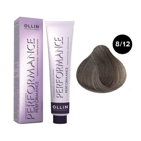 Перманентная крем-краска Ollin Performance 8/12 светло-русый пепельно-фиолетовый, 60 мл