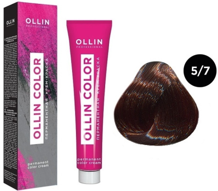 Перманентная крем-краска для волос Ollin Color 5/7 светлый шатен коричневый, 100 мл