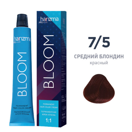 Крем-краска harizma PROhair Bloom 7/5 средний блондин-красный, 100 мл
