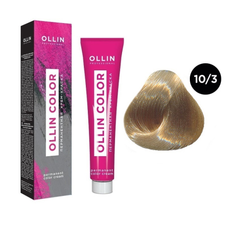 Перманентная крем-краска для волос Ollin Color 10/3 светлый блондин золотистый, 100 мл