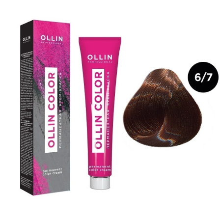 Перманентная крем-краска для волос Ollin Color 6/7 темно-русый коричневый, 100 мл