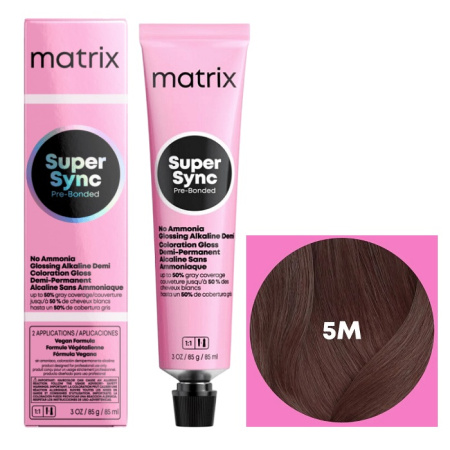 Краска для волос Matrix Super Sync Pre-Bonded 5М светлый шатен мокка, 90 мл