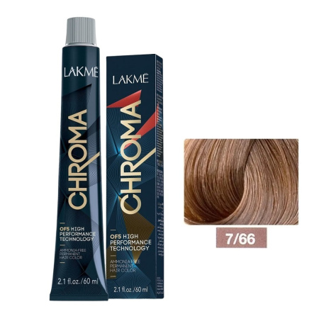 Крем-краска Lakme Chroma 7/66 средний блондин коричневый яркий, 60 мл