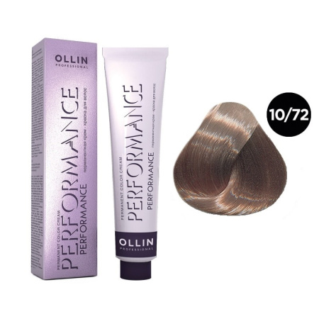 Перманентная крем-краска Ollin Performance 10/72 светлый блондин коричнево-фиол., 60 мл