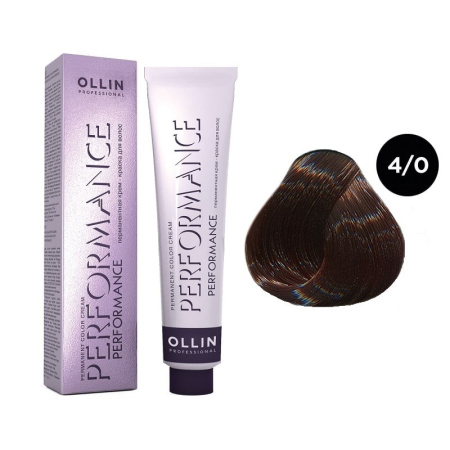 Перманентная крем-краска Ollin Performance 4/0 шатен, 60 мл