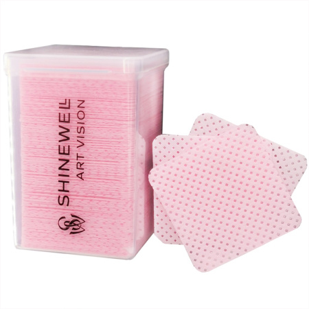 Shinewell Безворсовые салфетки для маникюра розовые 200 шт
