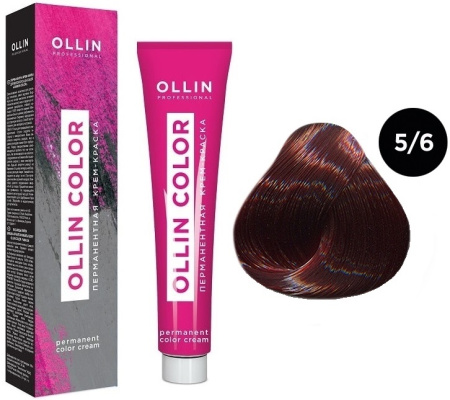 Перманентная крем-краска для волос Ollin Color 5/6 светлый шатен красный, 100 мл
