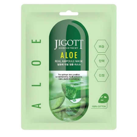 Тканевая маска Jigott для лица Алоэ Aloe Real Ampoule Mask, 27 мл
