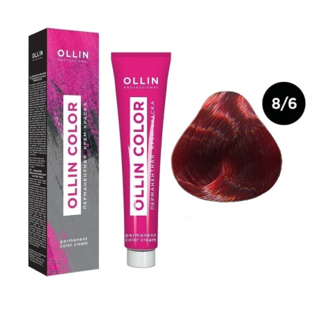 Перманентная крем-краска для волос Ollin Color 8/6 светло-русый красный, 100 мл
