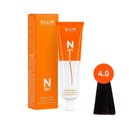 Крем-краска Ollin N-JOY 4/0 шатен, 100 мл