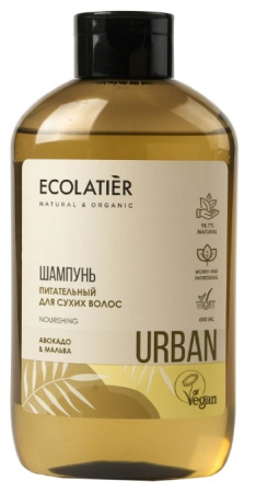 Шампунь для сухих волос "Питательный" авокадо и мальва Ecolatier, 600 мл