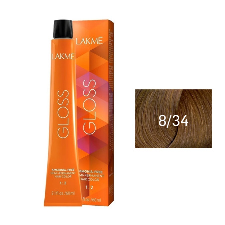 Крем-краска Lakme Gloss 8/34 светлый блондин золотисто-медный, 60 мл